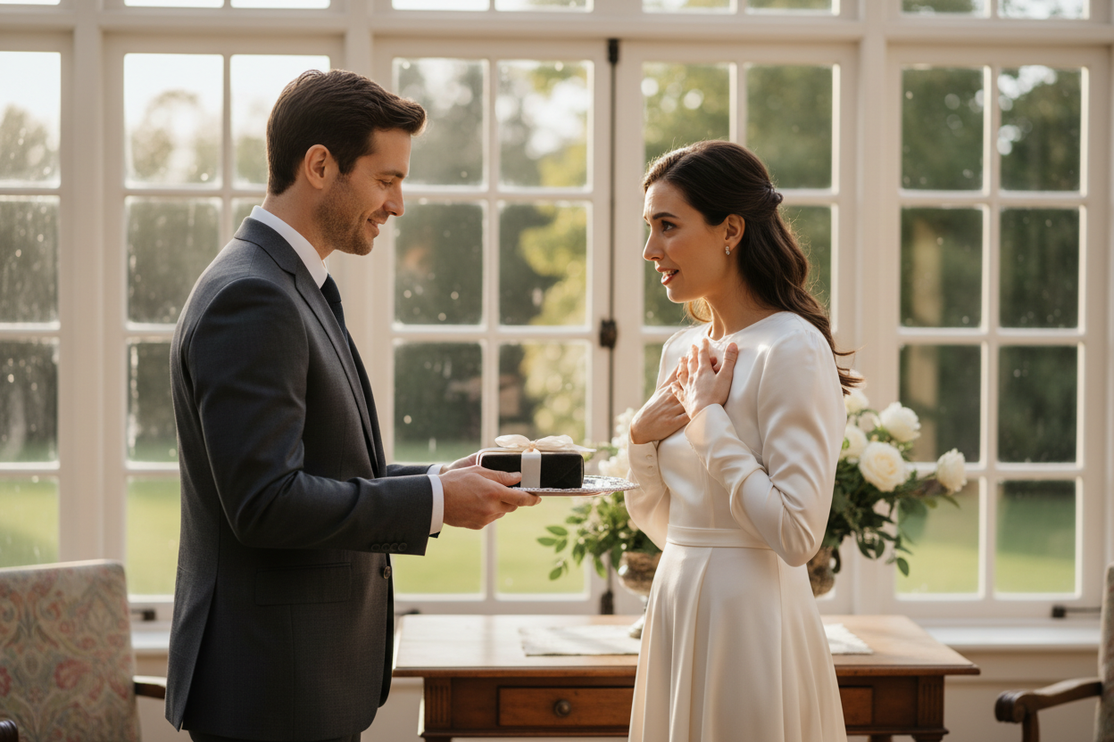 Man giving woman a gift